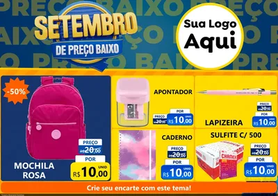 Modelo de Encarte para Encarte A4 Horizontal com o tema Setembro De Preço Baixo para Papelaria