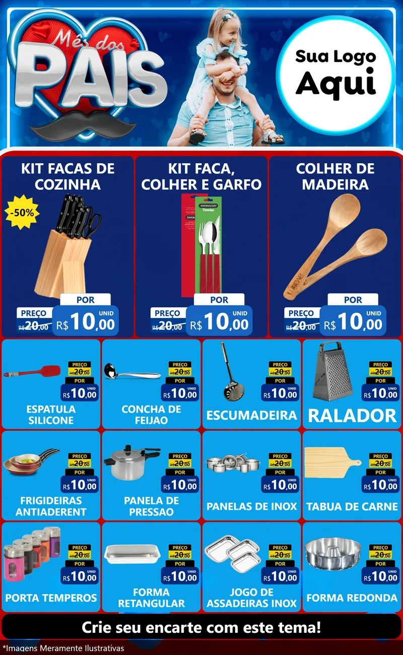 Modelo de Encarte para Encarte Grande com o tema Mês Dos Pais para Utilidades Domésticas
