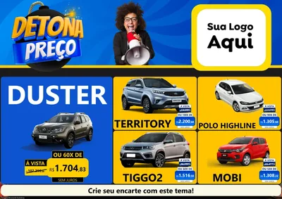 Modelo de Encarte para Encarte A4 Horizontal com o tema Detona Preços para Concessionaria de Carros
