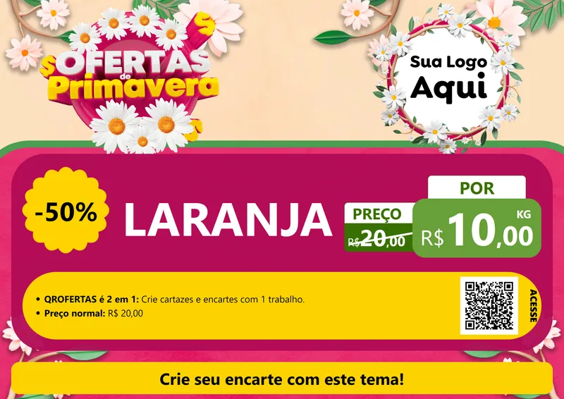 Modelo de Cartaz para Cartaz A4 Horizontal com o tema Ofertas de Primavera para Hortifrúti