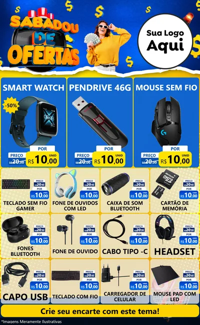 Modelo de Encarte para Encarte Grande com o tema Sabadou de Ofertas para Informática