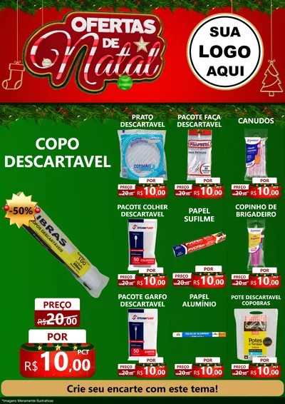 Modelo de Encarte para Encarte A4 Vertical com o tema Ofertas de Natal para Embalagens