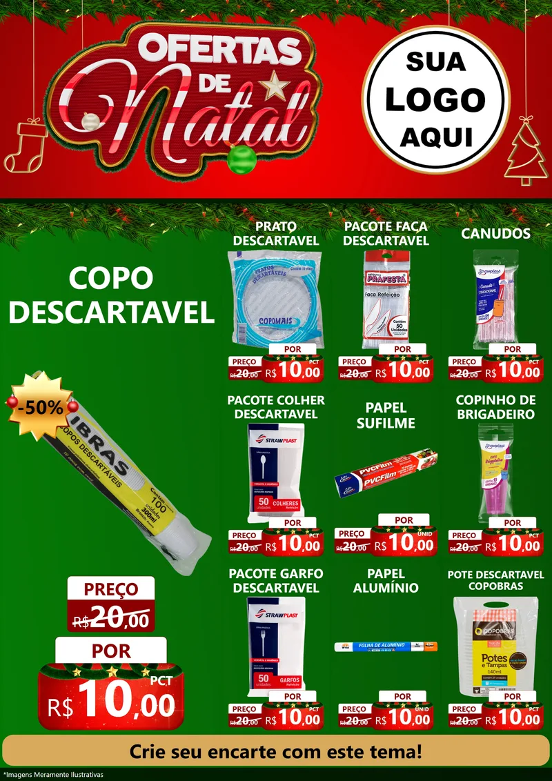 Modelo de Encarte para Encarte A4 Vertical com o tema Ofertas de Natal para Embalagens