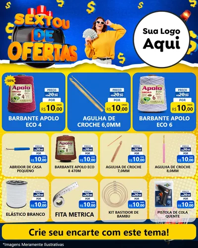 Modelo de Rede Social para Feed Instagram com o tema Sextou de Ofertas para Armarinho e Aviamentos
