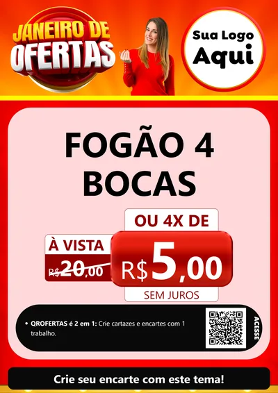 Modelo de Cartaz para Cartaz A4 Vertical com o tema Janeiro de Ofertas para Móveis e Eletro