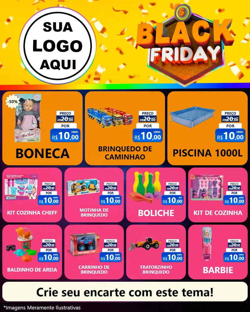 Modelo de Rede Social para Feed Instagram com o tema Black Friday para Brinquedos