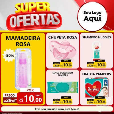 Modelo de Rede Social para Feed Facebook com o tema Super Ofertas para Bebês
