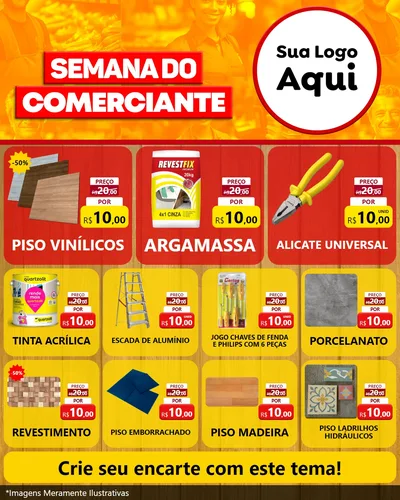 Modelo de Rede Social para Feed Instagram com o tema Semana do Comerciante para Material para Construção