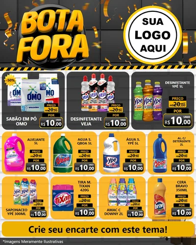 Modelo de Rede Social para Feed Instagram com o tema Bota Fora para Produtos de Limpeza