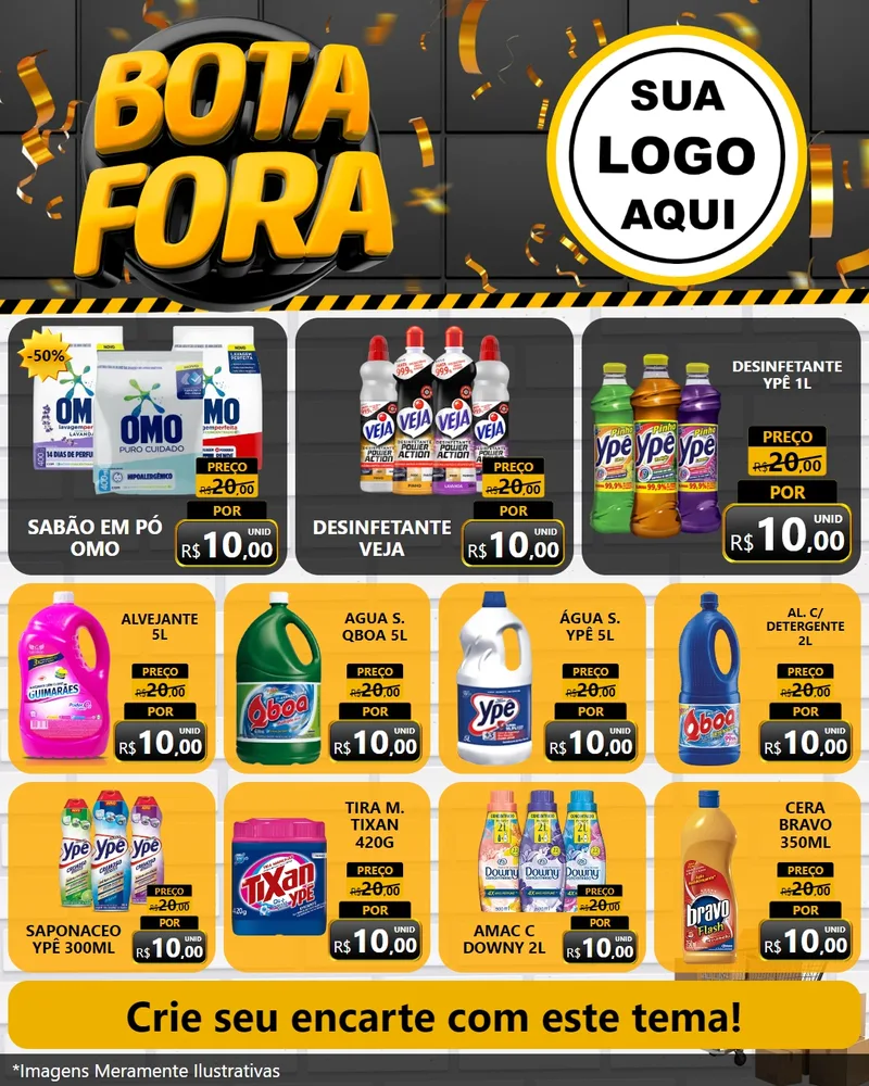 Modelo de Rede Social para Feed Instagram com o tema Bota Fora para Produtos de Limpeza
