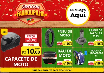 Modelo de Encarte para Encarte A4 Horizontal com o tema Semana Farroupilha para Moto peças