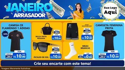 Modelo de TV para TV Horizontal com o tema Janeiro Arrasador para Roupas e acessórios