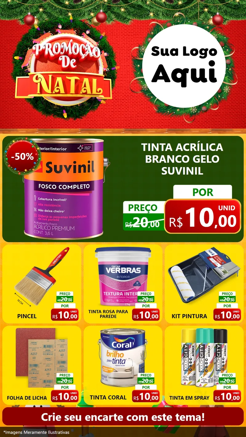 Modelo de Rede Social para Stories com o tema Promoção de Natal para Tintas e Ferramentas