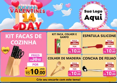 Modelo de Encarte para Encarte A4 Horizontal com o tema Valentine's Day para Utilidades Domésticas