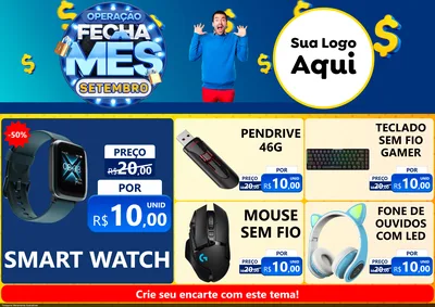 Modelo de Encarte para Encarte A4 Horizontal com o tema Operação Fecha Mês Setembro para Informática
