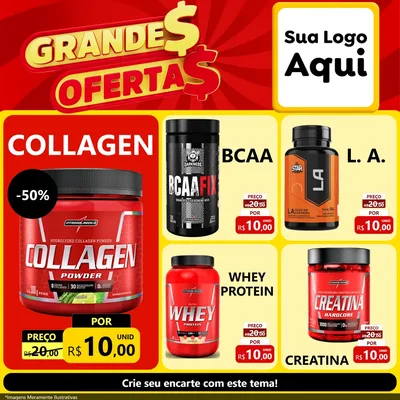 Modelo de Rede Social para Feed Facebook com o tema Grandes Ofertas para Suplementos alimentares