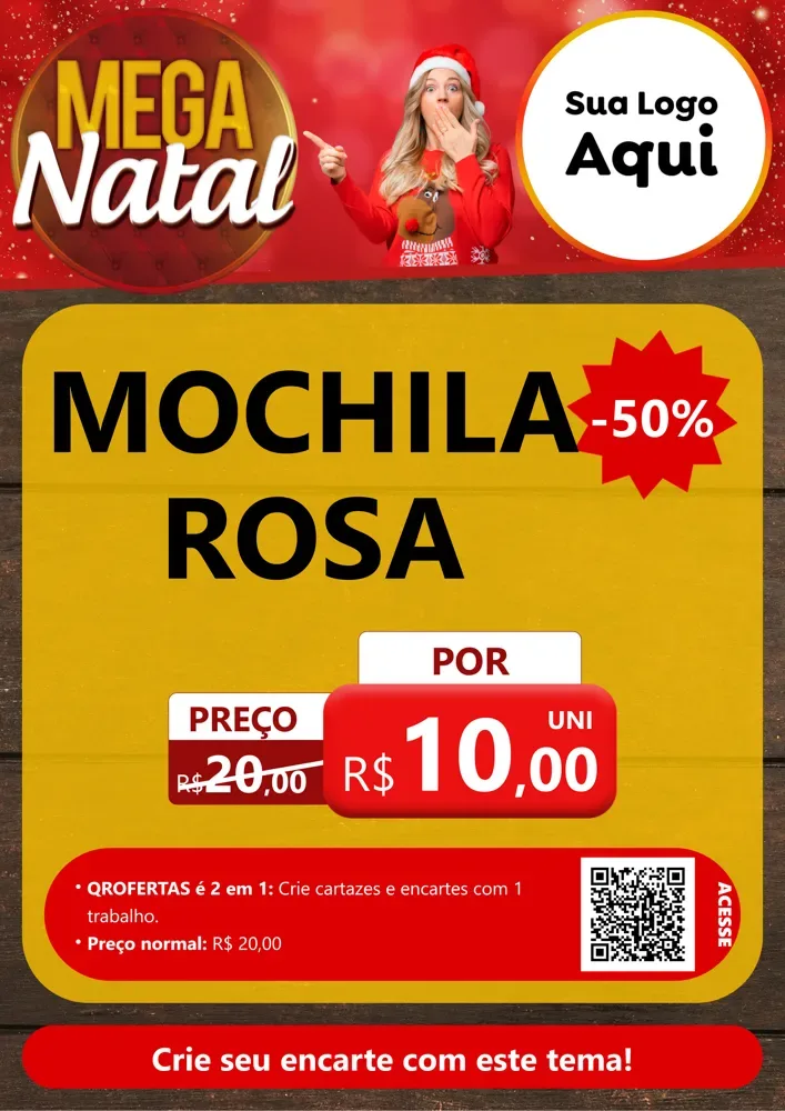 Modelo de Cartaz para Cartaz A4 Vertical com o tema Mega Natal para Papelaria