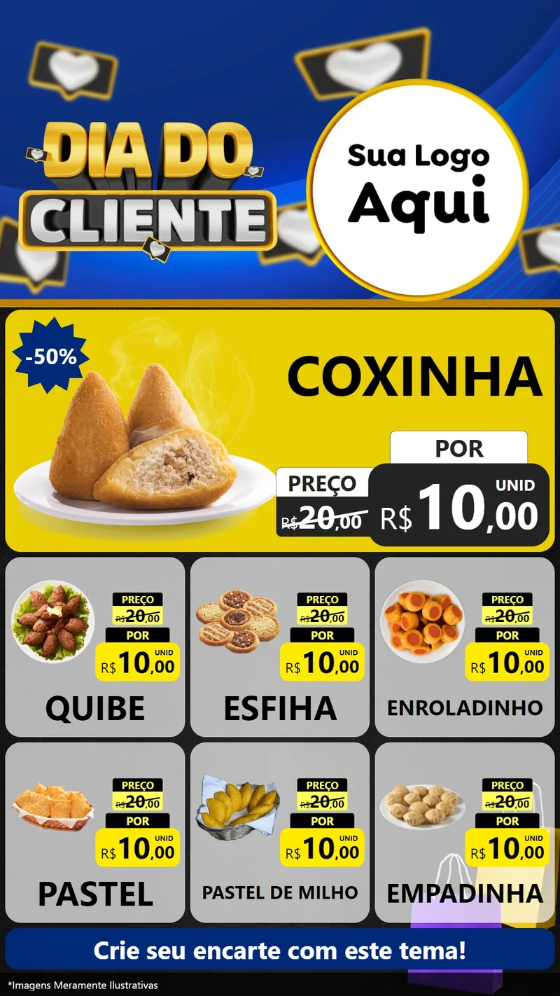 Modelo de Rede Social para Stories com o tema Dia Do Cliente para Salgadaria
