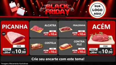 Modelo de TV para TV Horizontal com o tema Black Friday para Açougue