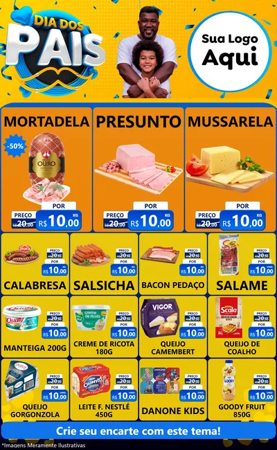 Modelo de Encarte para Encarte Grande com o tema Dia dos Pais para Frios e Laticínios