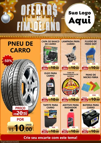 Modelo de Encarte para Encarte A4 Vertical com o tema Ofertas de Fim de Ano para Auto peças