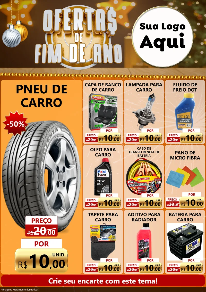 Modelo de Encarte para Encarte A4 Vertical com o tema Ofertas de Fim de Ano para Auto peças