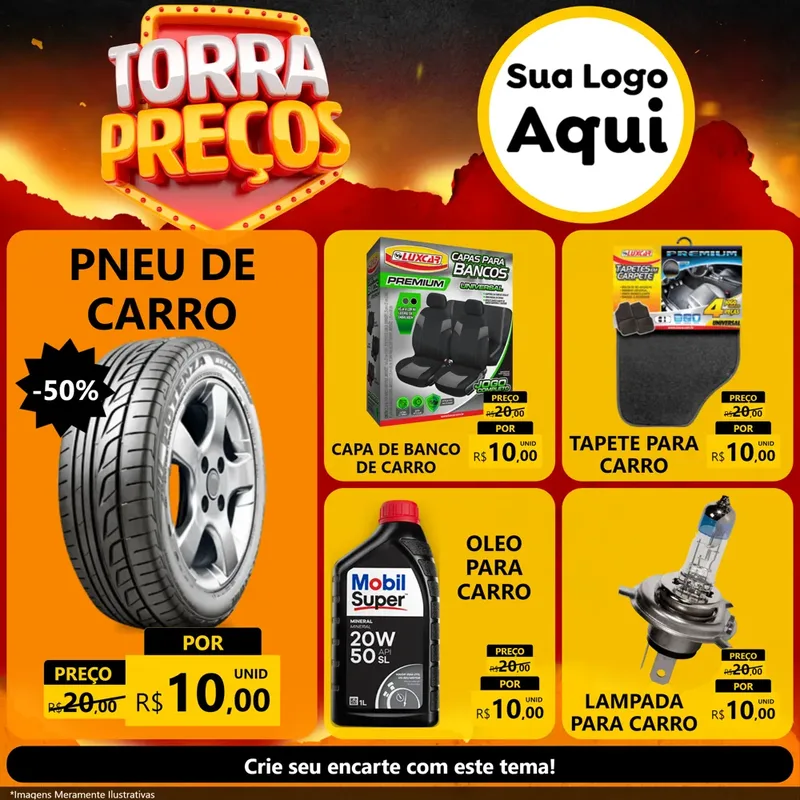 Modelo de Rede Social para Feed Facebook com o tema Torra Preços para Auto peças