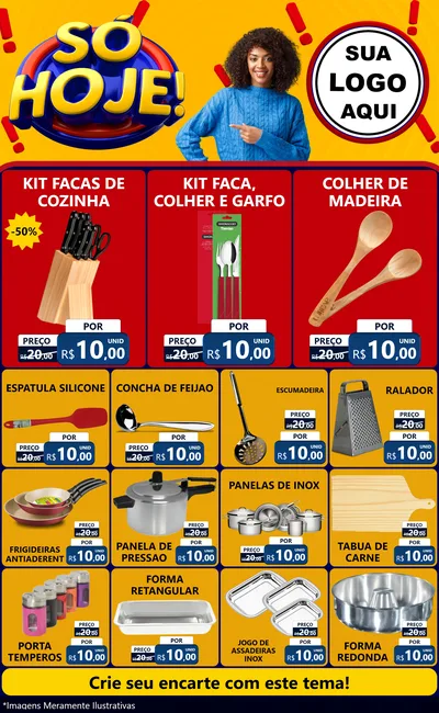 Modelo de Encarte para Encarte Grande com o tema Só Hoje! para Utilidades Domésticas