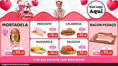 Modelo de TV para TV Horizontal com o tema Mês da Mulher para Frios e Laticínios