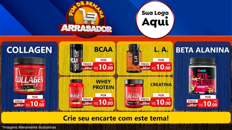 Modelo de TV para TV Horizontal com o tema Fim De Semana Arrasador para Suplementos alimentares