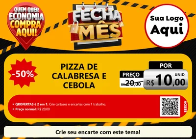 Modelo de Cartaz para Cartaz A4 Horizontal com o tema Fecha Mês para Pizzaria