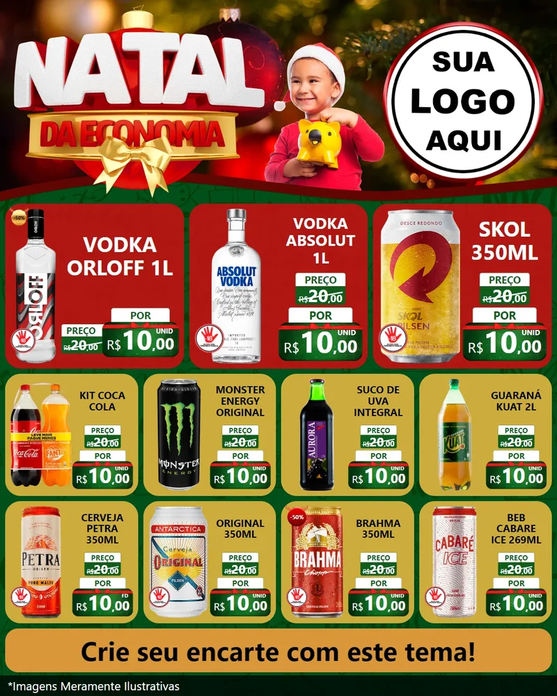 Modelo de Rede Social para Feed Instagram com o tema Natal da Economia para Distribuidora de bebidas