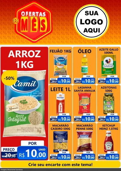 Modelo de Encarte para Encarte A4 Vertical com o tema Ofertas do Mês para Supermercado