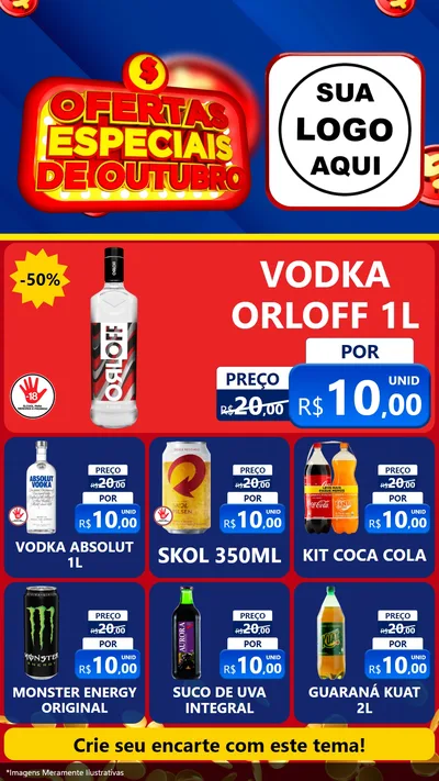 Modelo de Rede Social para Stories com o tema Ofertas Especiais de Outubro para Distribuidora de bebidas