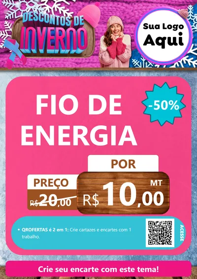 Modelo de Cartaz para Cartaz A4 Vertical com o tema Descontos de Inverno para Materiais Elétricos