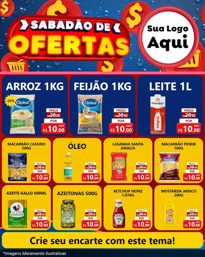 Modelo de Rede Social para Feed Instagram com o tema Sabadão de Ofertas para Supermercado