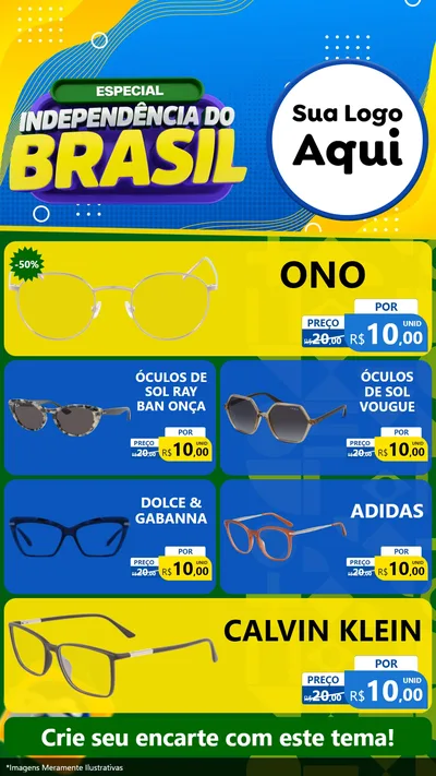 Modelo de TV para TV Vertical com o tema Especial Independência do Brasil para Óticas