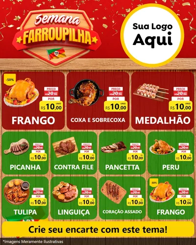 Modelo de Rede Social para Feed Instagram com o tema Semana Farroupilha para Assados