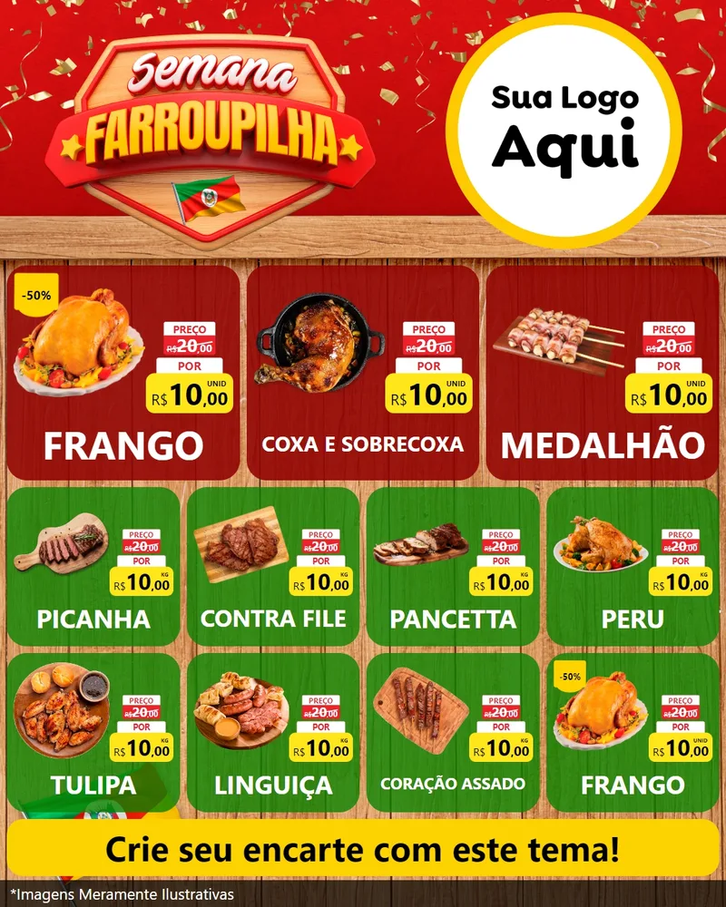 Modelo de Rede Social para Feed Instagram com o tema Semana Farroupilha para Assados