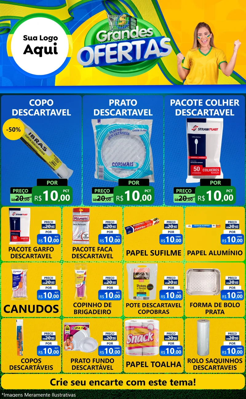 Modelo de Encarte para Encarte Grande com o tema Grandes Ofertas para Embalagens