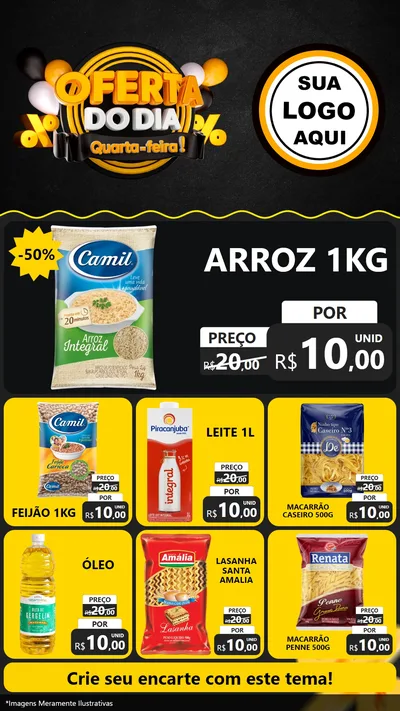 Modelo de Rede Social para Stories com o tema Oferta do Dia - Quarta Feira! para Supermercado