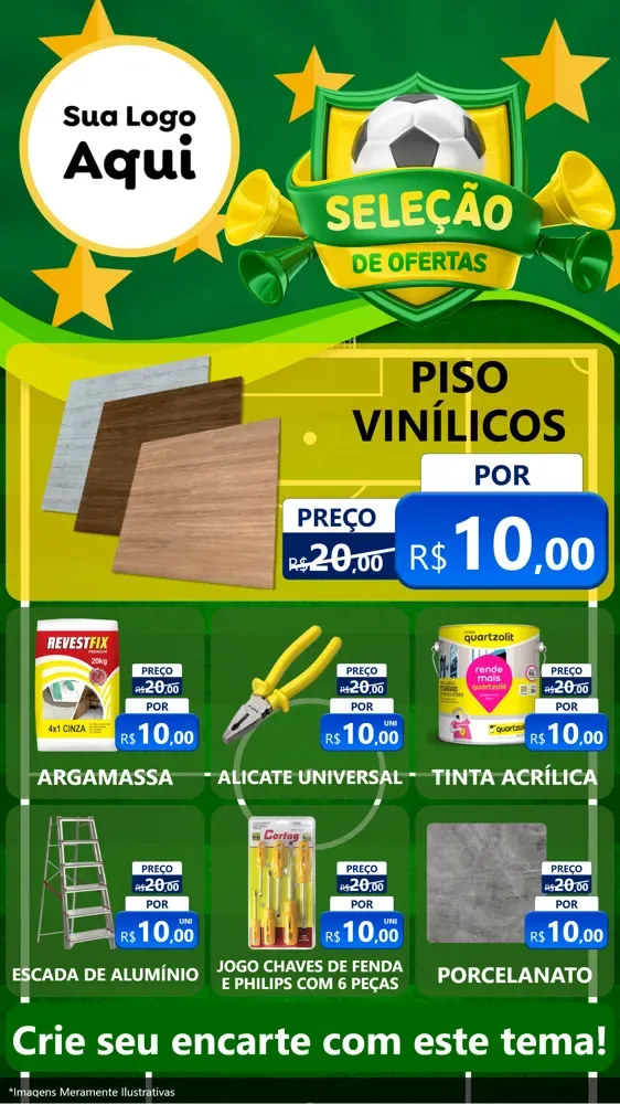 Modelo de Rede Social para Stories com o tema Seleção de Ofertas - Copa para Material para Construção