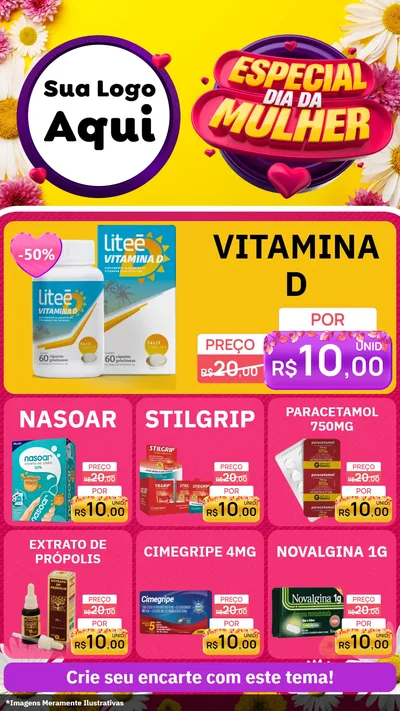 Modelo de Rede Social para Stories com o tema Especial Dia da Mulher para Farmácia