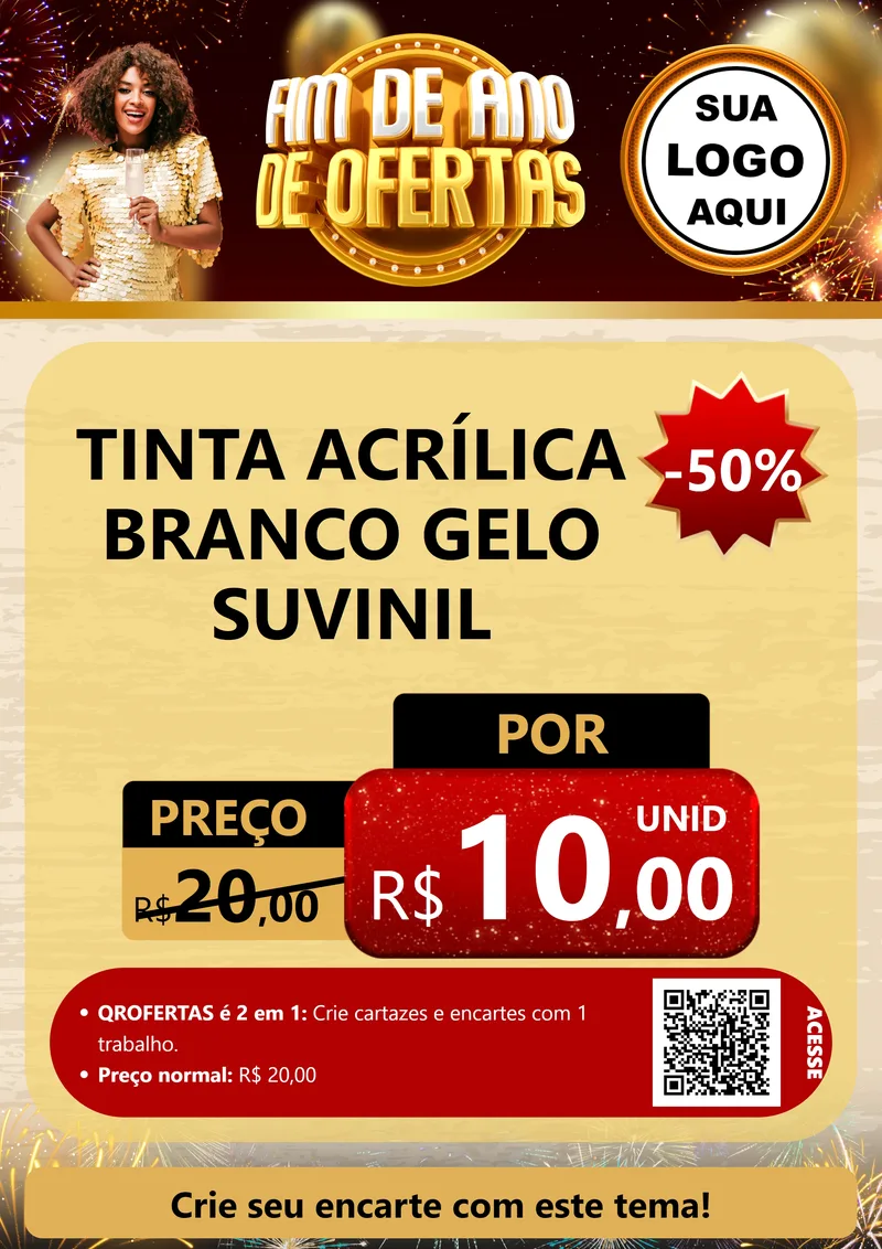 Modelo de Cartaz para Cartaz A4 Vertical com o tema Fim de Ano de Ofertas para Tintas e Ferramentas