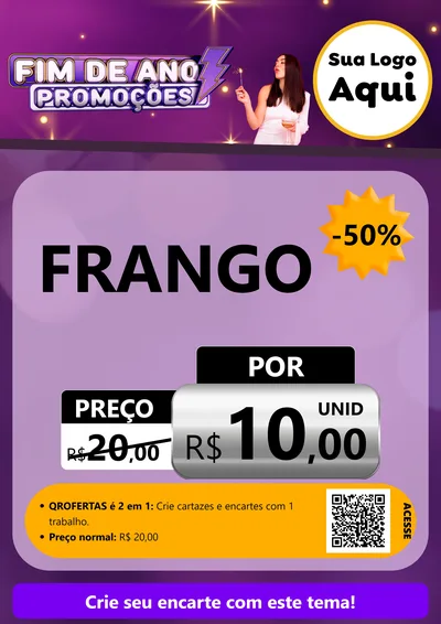 Modelo de Cartaz para Cartaz A4 Vertical com o tema Fim de Ano Promoções para Assados