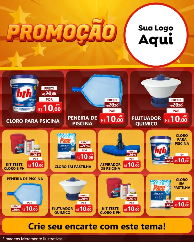 Modelo de Rede Social para Feed Instagram com o tema Promoção para Produtos para Piscina