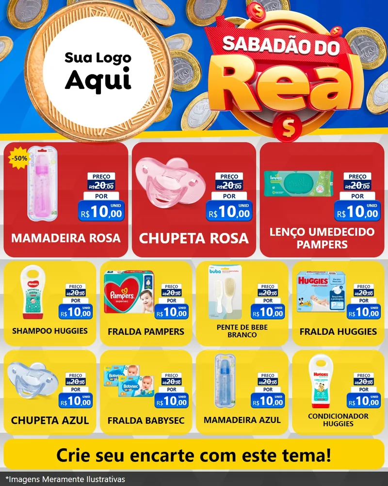 Modelo de Rede Social para Feed Instagram com o tema Sabadão do Real para Bebês