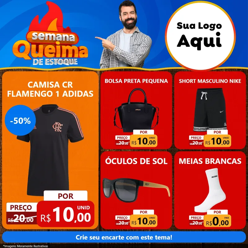 Modelo de Rede Social para Feed Facebook com o tema Semana Queima de Estoque para Roupas e acessórios