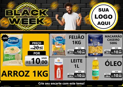 Modelo de Encarte para Encarte A4 Horizontal com o tema Black Week para Supermercado