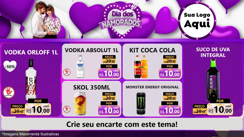 Modelo de TV para TV Horizontal com o tema Dia dos Namorados para Distribuidora de bebidas